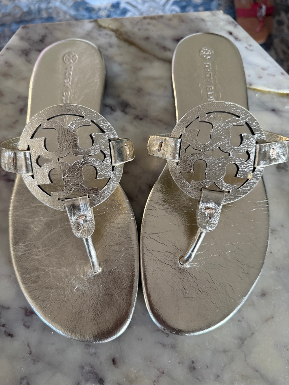 NWOB Metallic Gold Miller Thong Sandals